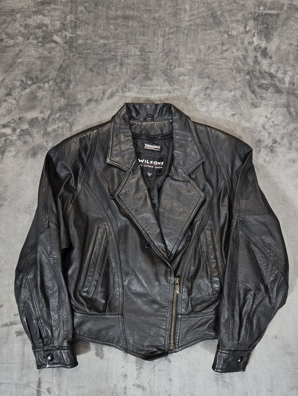 Vintage Wilsons Leather Thinsulate Motorcycle Biker Jacket Size Small Black